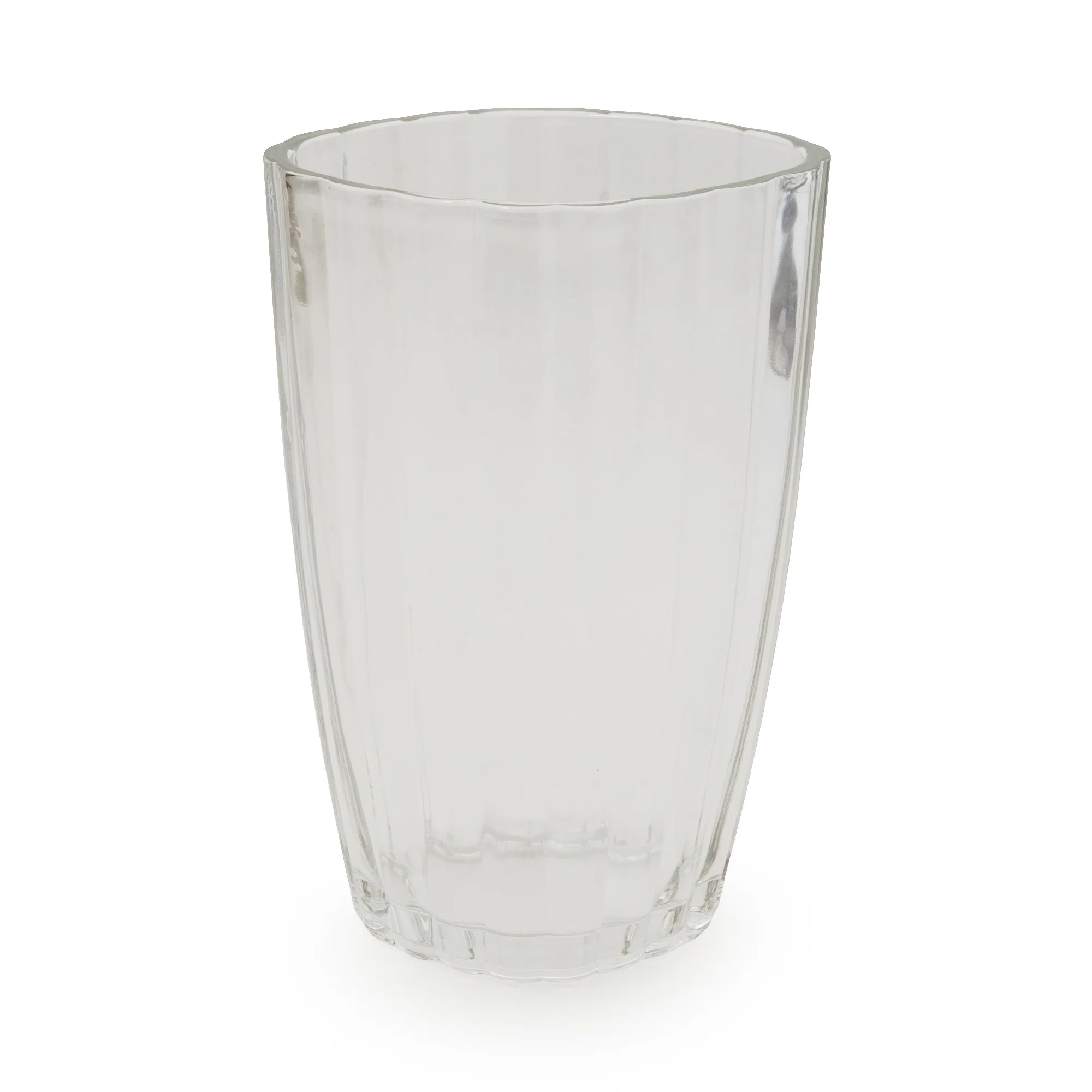 Elegant 24.5cm Clear Glass Vase with Charming Ridged Detail - Image 4