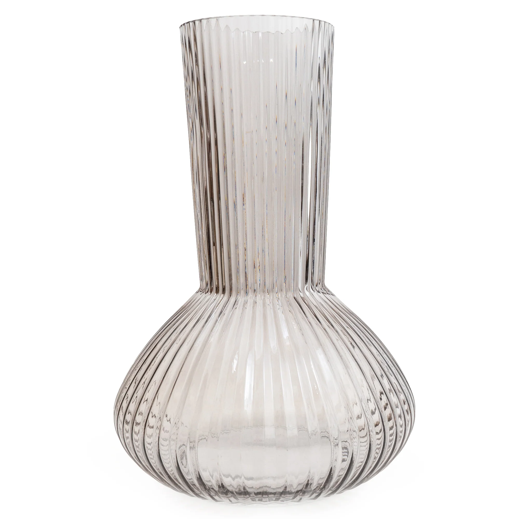 Refined Grey Ridged Tall Bottle Vase - Image 2