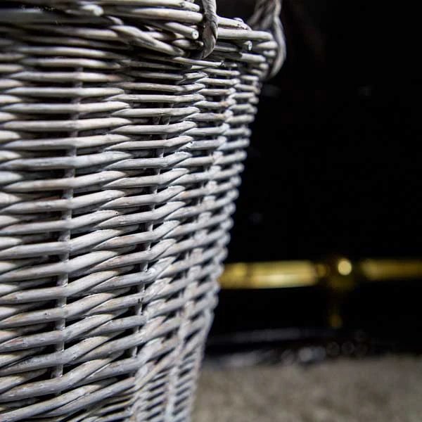 Rustic Grey Colour Round Log Basket with Wicker Handles - Image 6