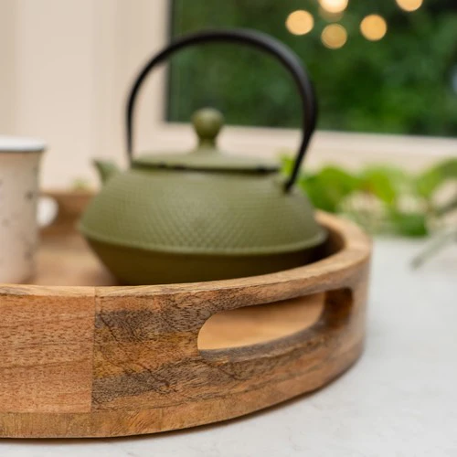 Round Mango Wood Tray - Image 2