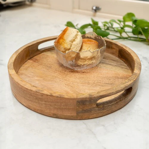 Round Mango Wood Tray - Image 3