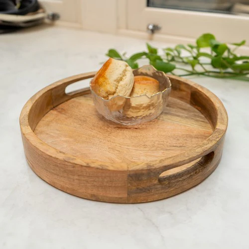 Round Mango Wood Tray - Image 4