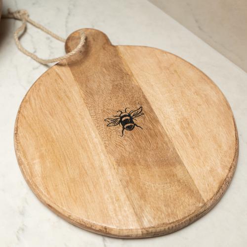 Round Wooden Chopping Board with Bee Detail - Image 2