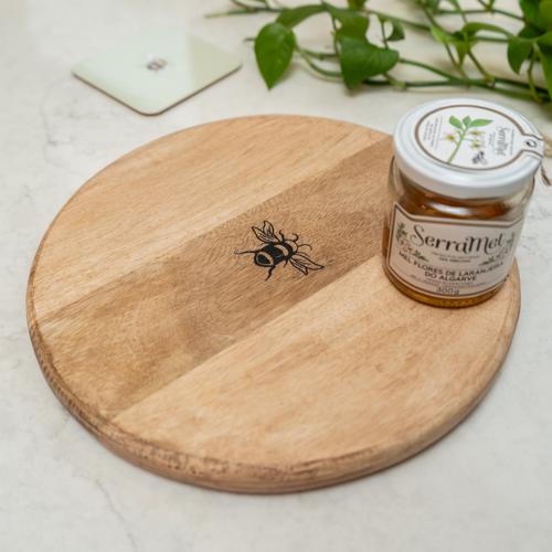 Round Wooden Chopping Board with Bee Detail - Image 3