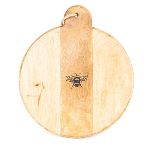 Round Wooden Chopping Board with Bee Detail - Image 5