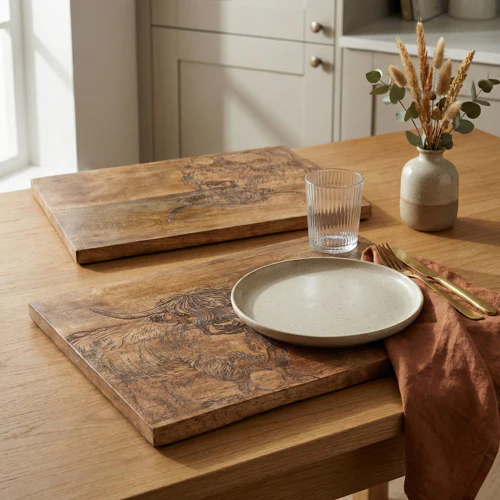 Rustic Wooden Highland Cow Placemats - Image 2