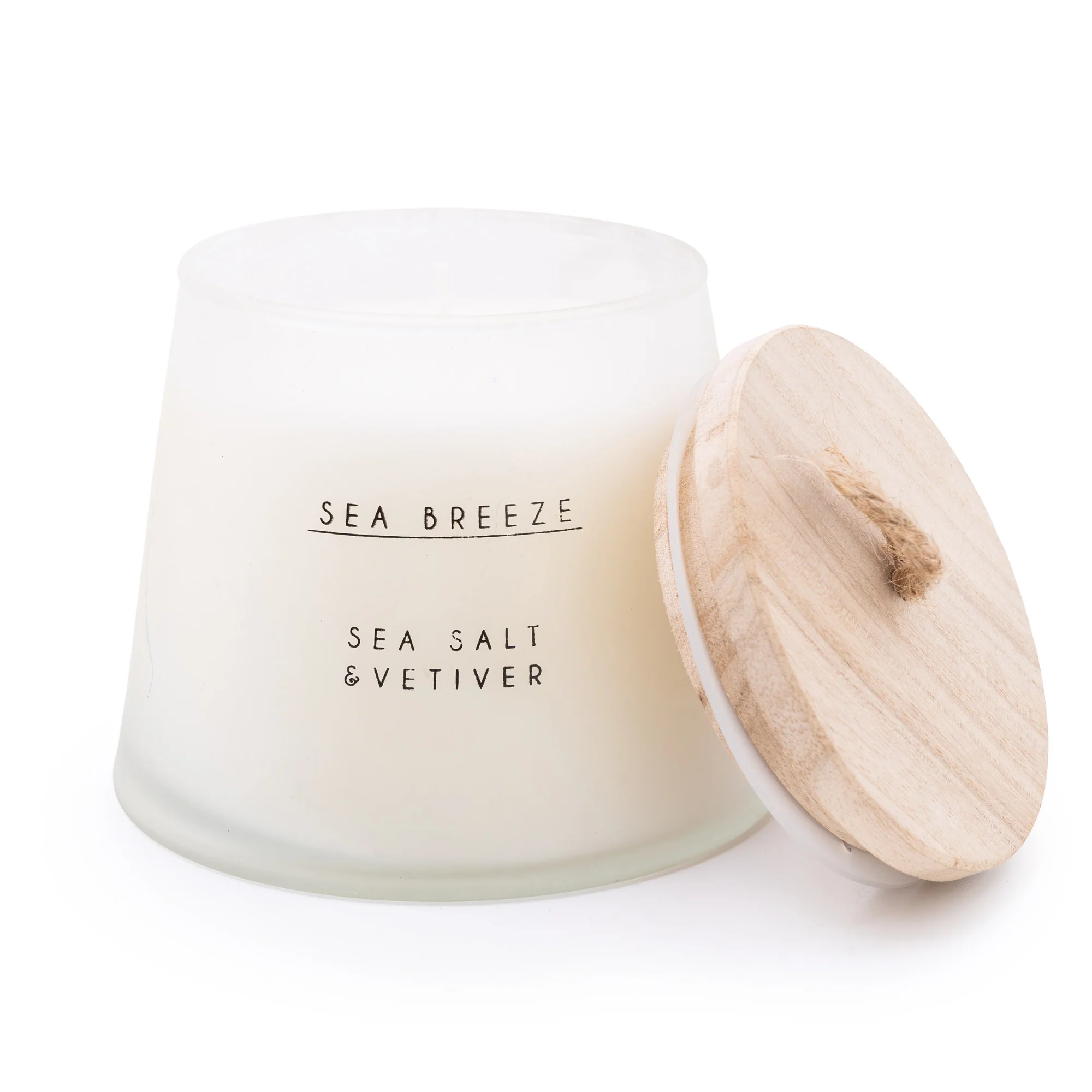 Coastal Escape Large Wax Candle Sea Salt Scent with a Wooden Lid - Image 4