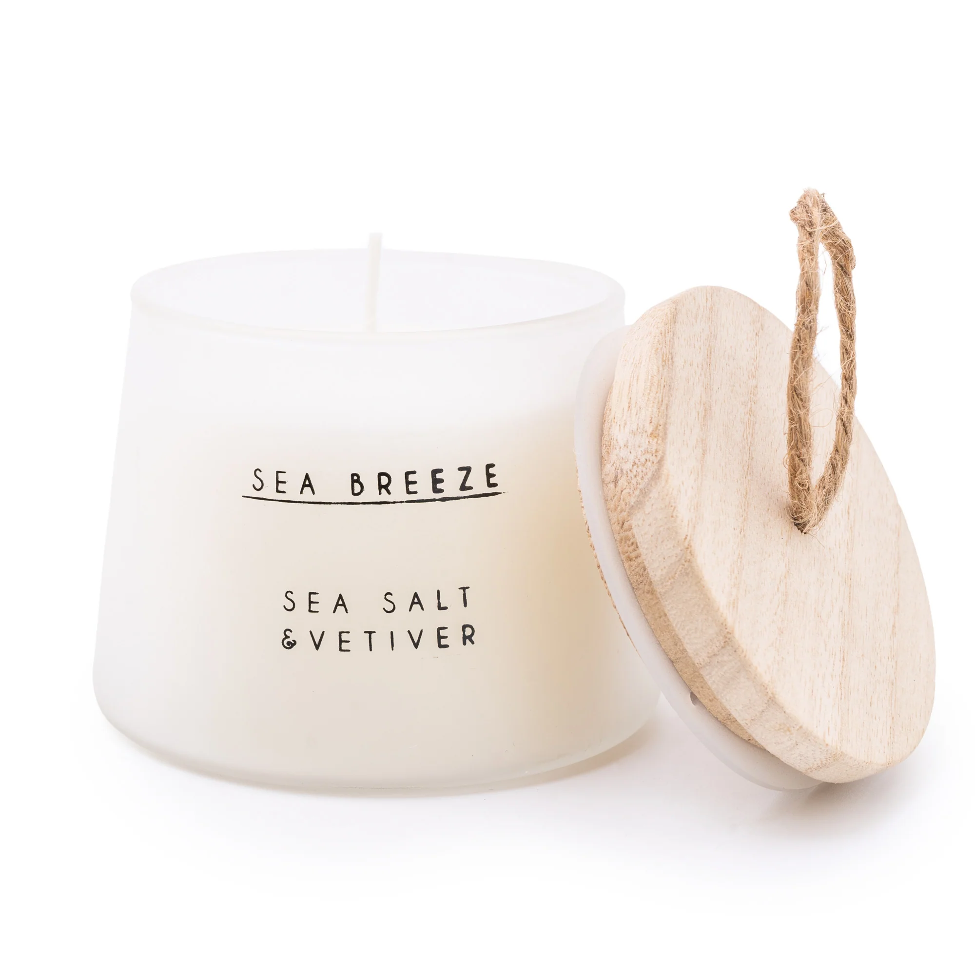 Sea Salt Scented Medium Nautical Candle With Wooden Lid - Image 4