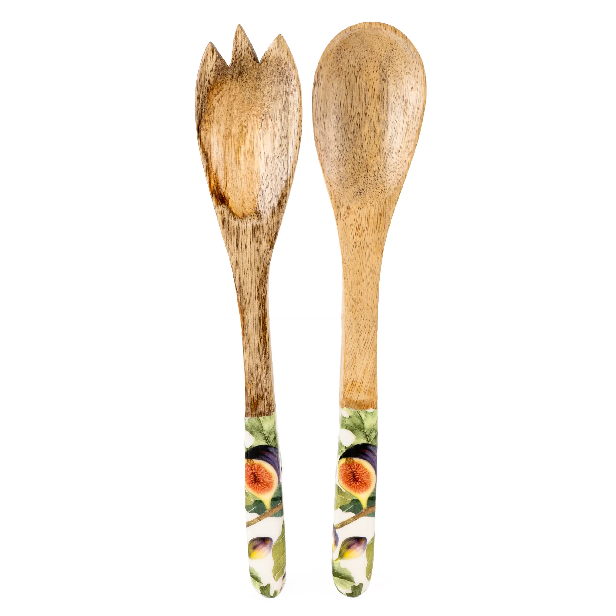 Serving Spoon & Fork Mango Wood & Enamel - Fig - Image 2