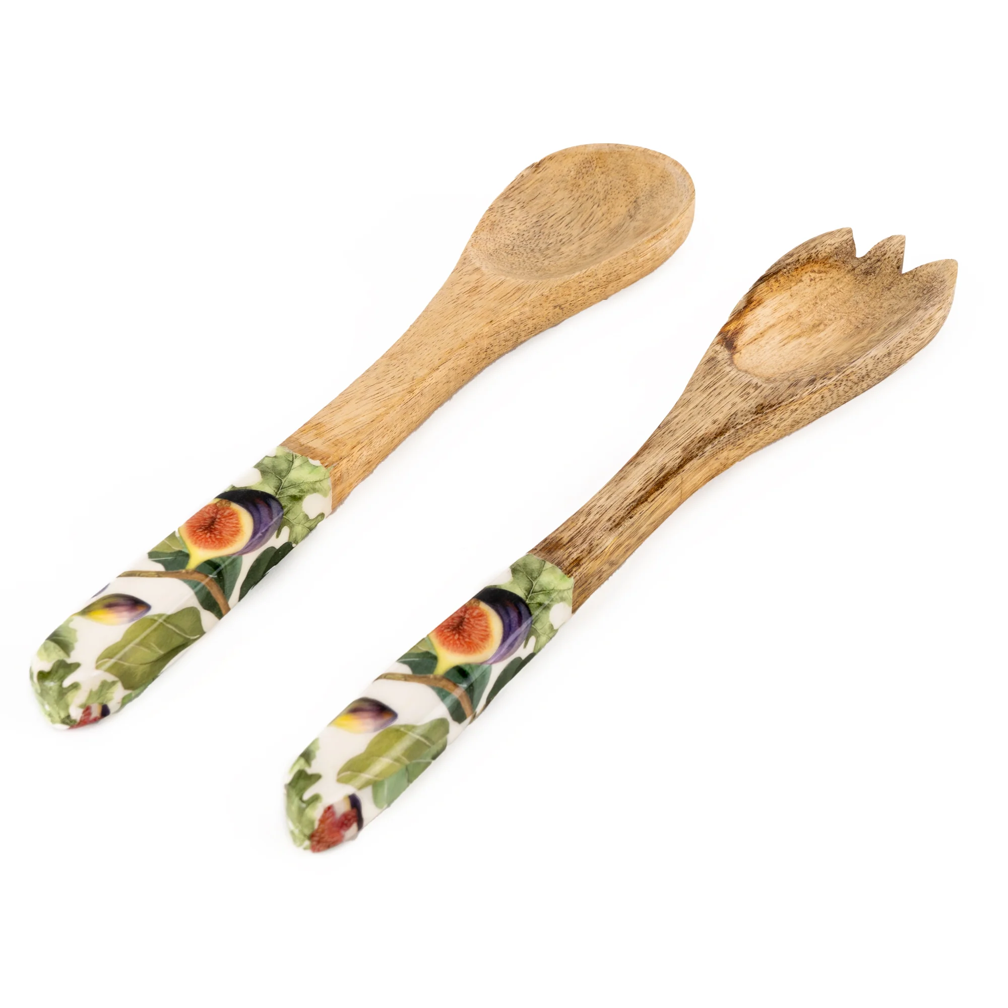 Serving Spoon & Fork Mango Wood & Enamel - Fig - Image 3