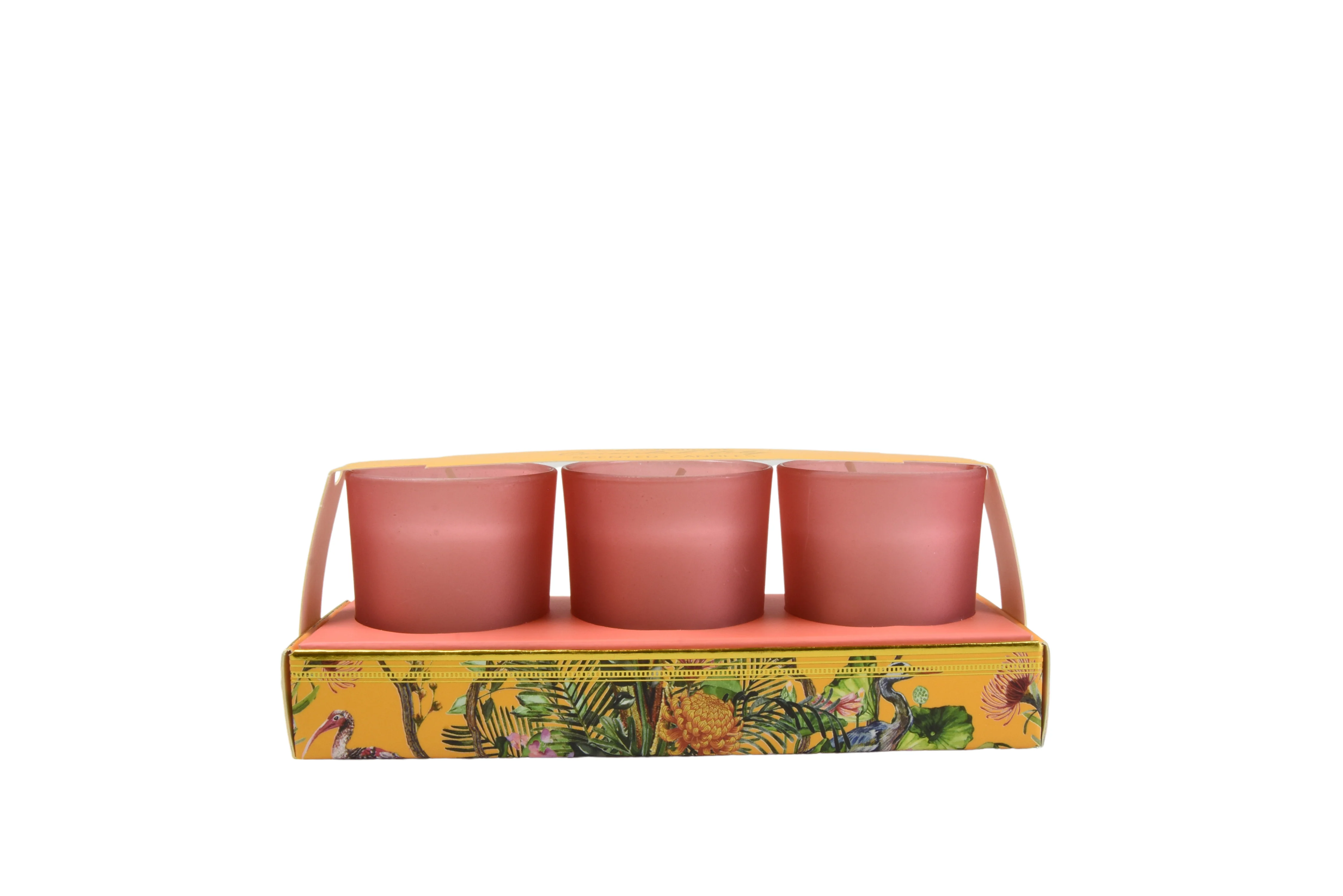 Luxury Set of 3 Oriental Lily Scented Ochre Chinoiserie Candles - Image 2