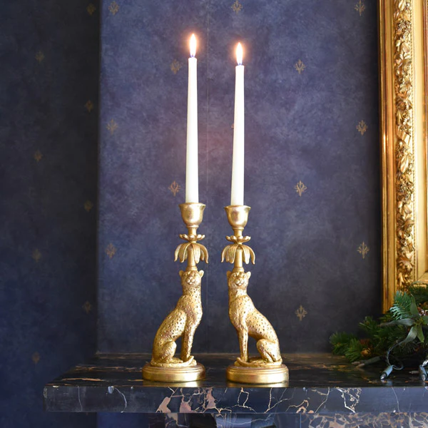 Set of Two Gold Leopard - Lavish Candleholder - Image 2