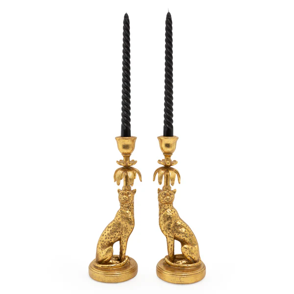 Set of Two Gold Leopard - Lavish Candleholder - Image 4