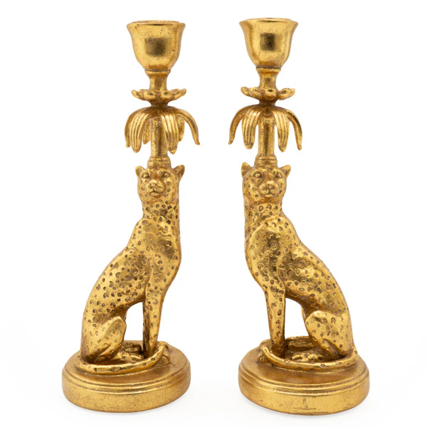 Set of Two Gold Leopard - Lavish Candleholder - Image 5
