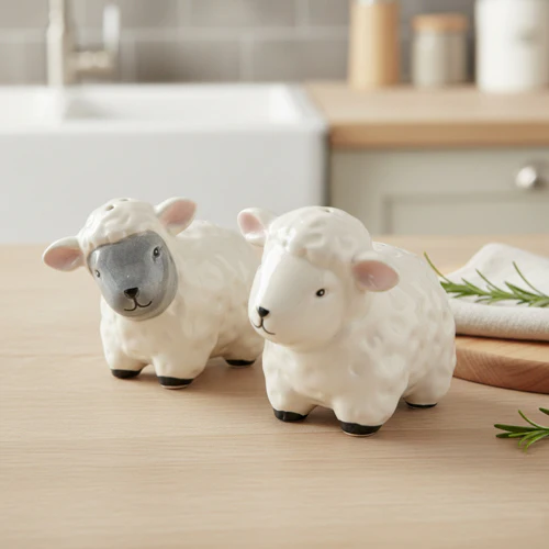 Set of 2 3D Sheep Salt Shaker and Pepper Shaker