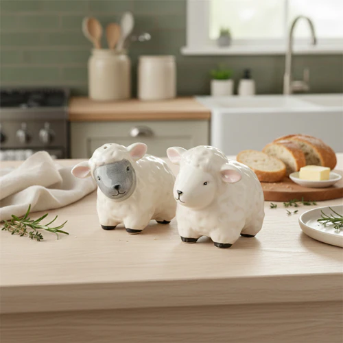 Set of 2 3D Sheep Salt Shaker and Pepper Shaker - Image 2