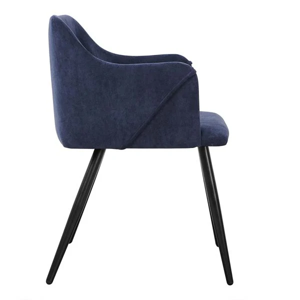Set of 2 Aldridge Dining Chair with Black Leg in Terry Blue - Image 4