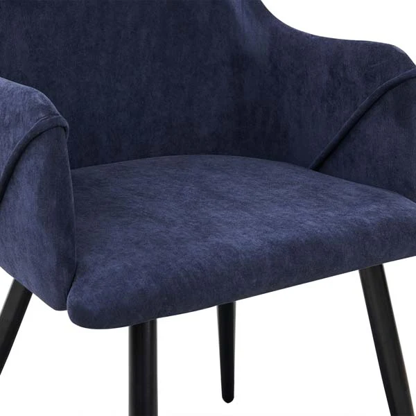 Set of 2 Aldridge Dining Chair with Black Leg in Terry Blue - Image 6