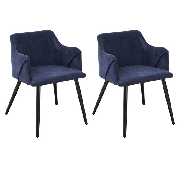 Set of 2 Aldridge Dining Chair with Black Leg in Terry Blue - Image 7
