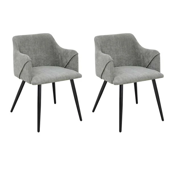 Set of 2 Aldridge Dining Chair with Black Leg in Terry Grey - Image 7