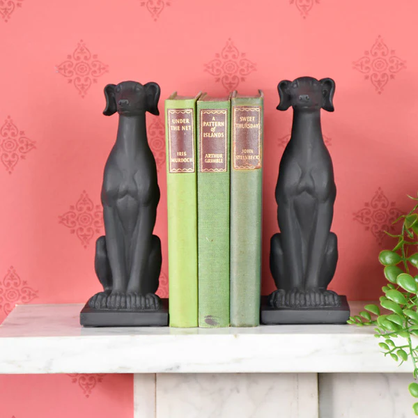 Graceful Twin Greyhound Bookends in Sleek Black - Image 2