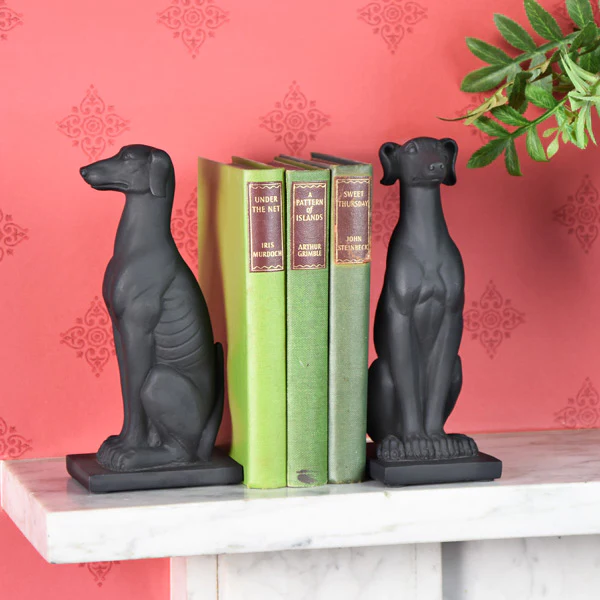 Graceful Twin Greyhound Bookends in Sleek Black - Image 3