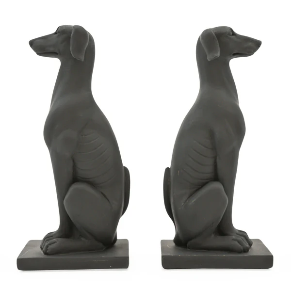 Graceful Twin Greyhound Bookends in Sleek Black - Image 4