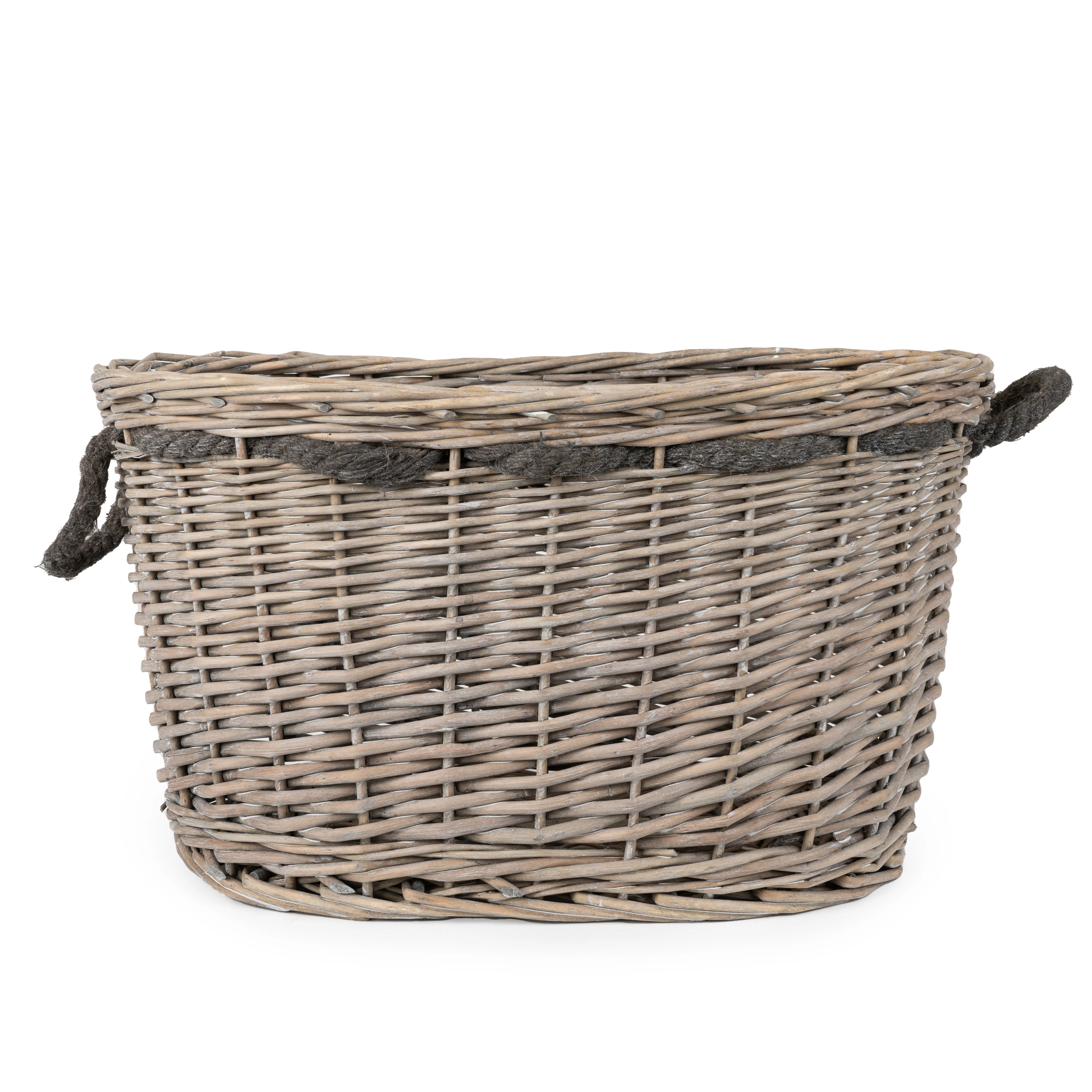 Set Of 2 Oval Log Baskets in Grey Wash - Image 2
