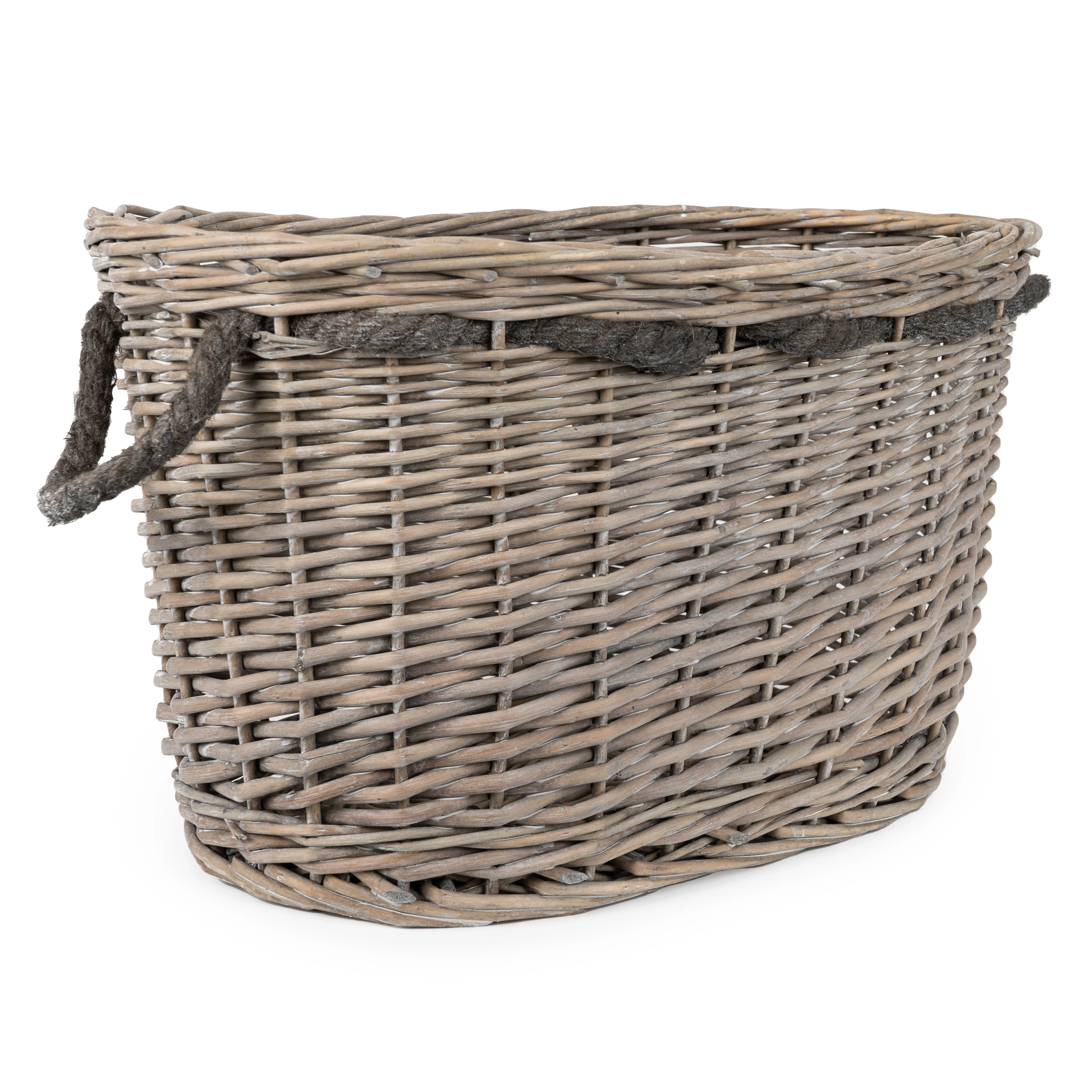 Set Of 2 Oval Log Baskets in Grey Wash - Image 3