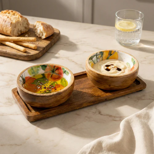 Set of 2 Dipping Bowls on Tray Tomatoes - Image 2