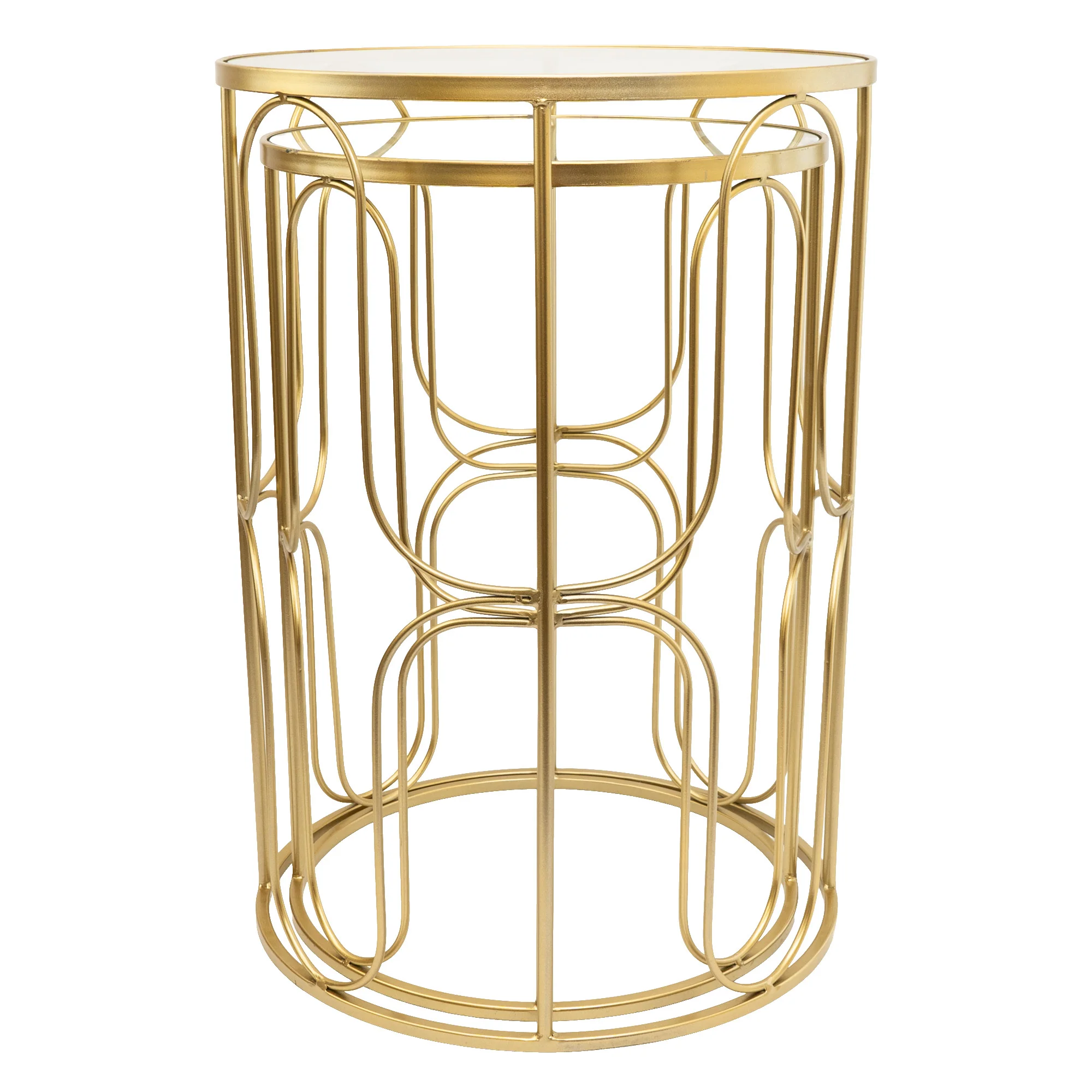 Set of 2 Gold Wavy Wire Tables with Glass Top - Image 7