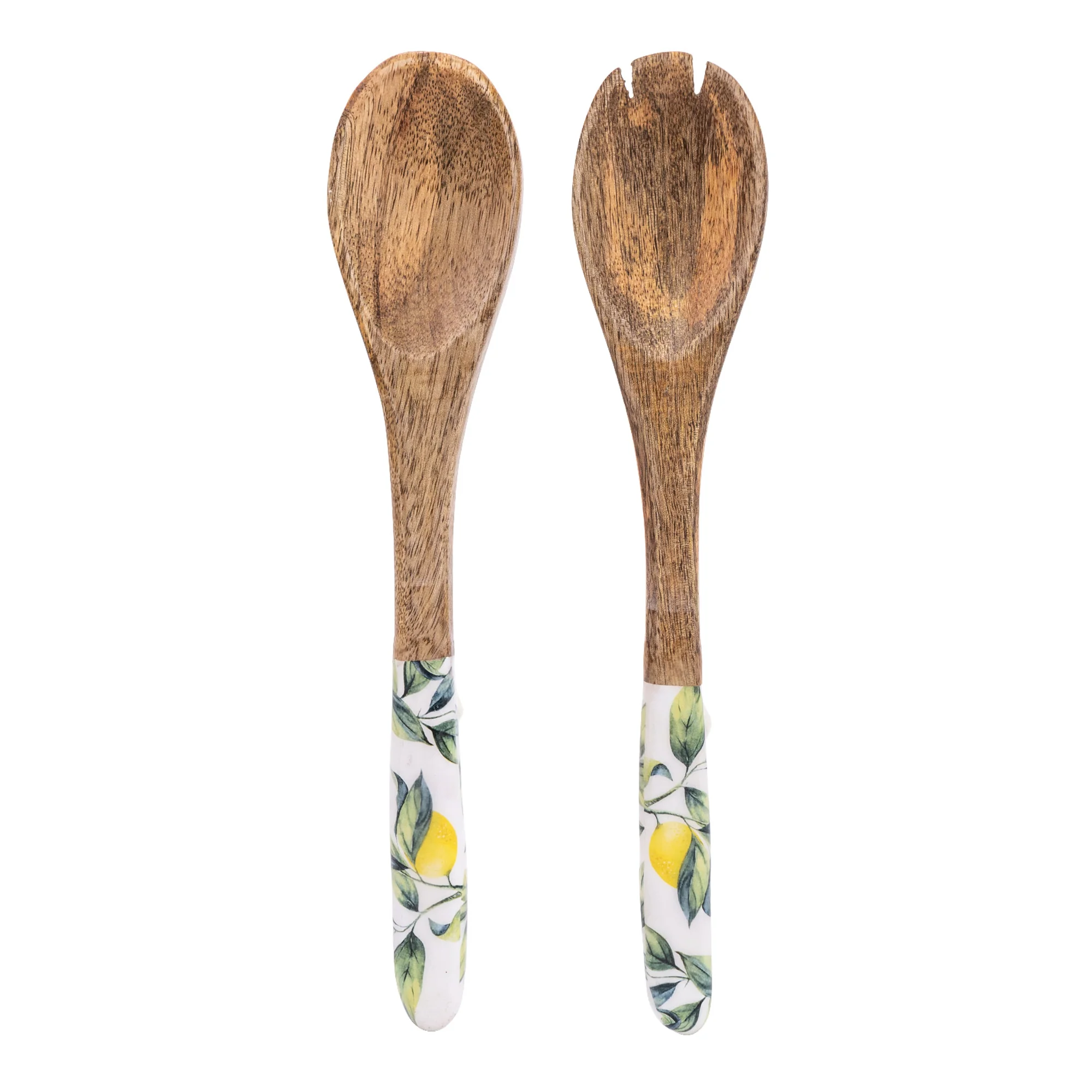 Set Of 2 Wooden Fork/Spoon With Enamel Inlay - Image 3