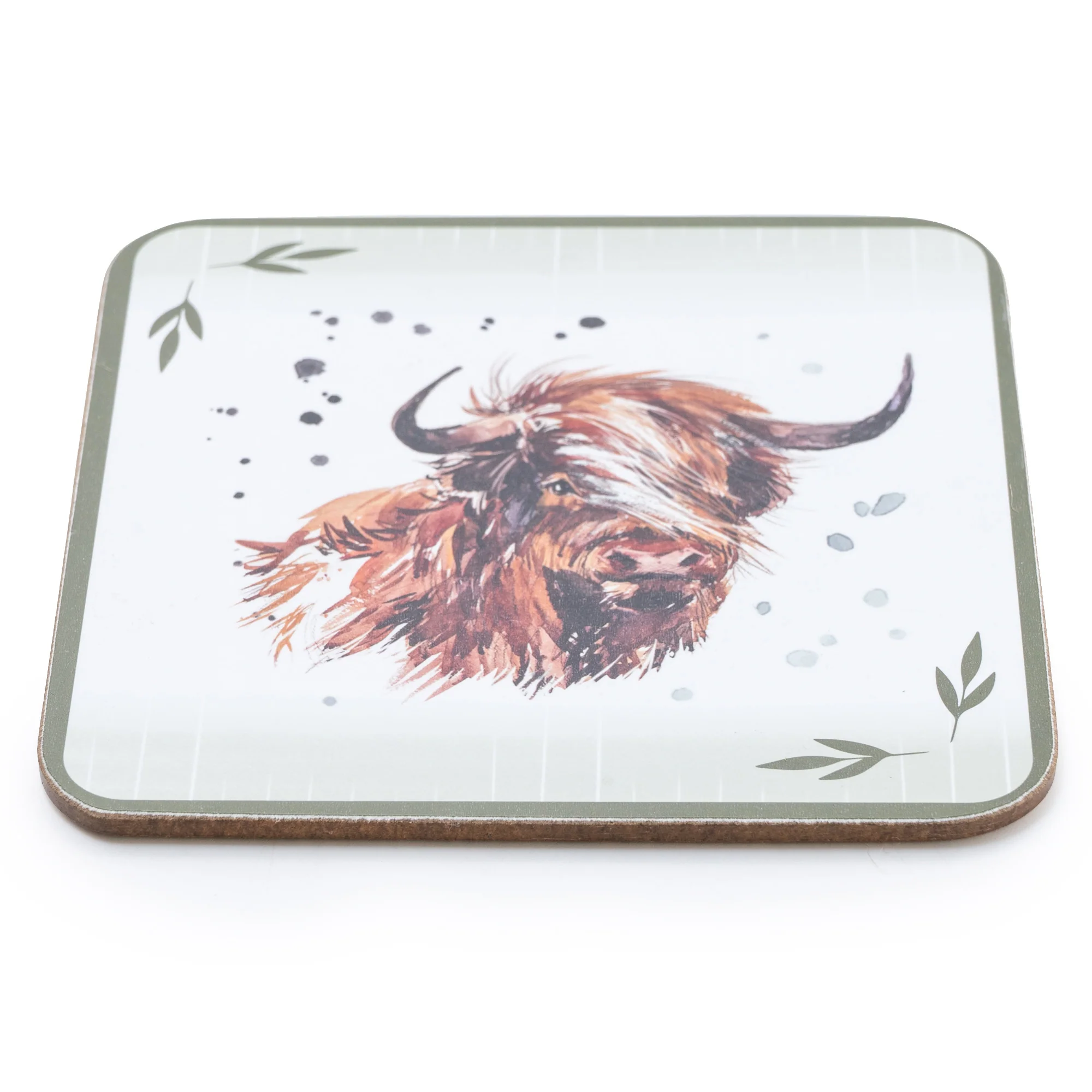 Exquisite Set of Four Highland Cow Design Coasters - Image 4