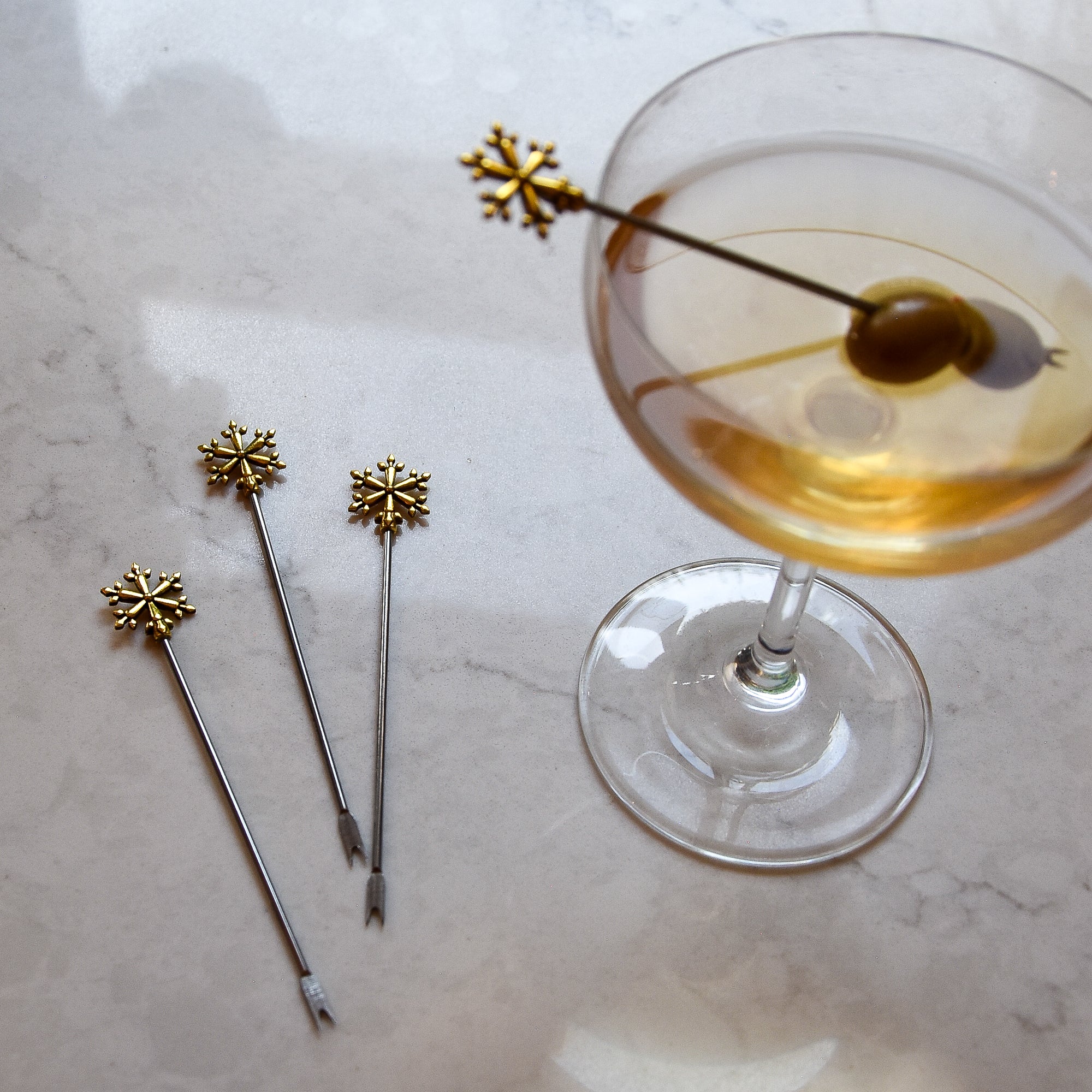 Set of 4 Snowflake Cocktail Sticks