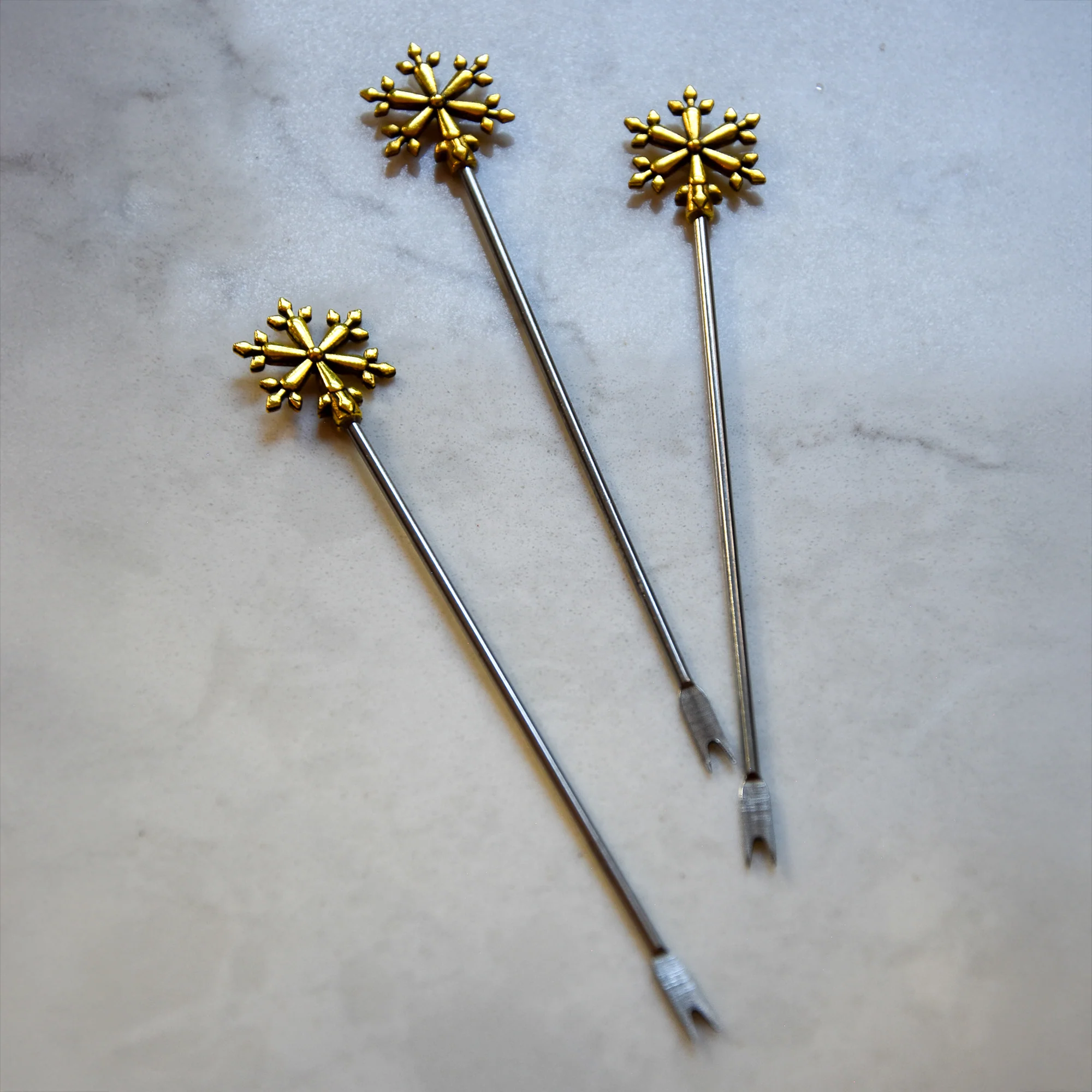 Set of 4 Snowflake Cocktail Sticks - Image 2