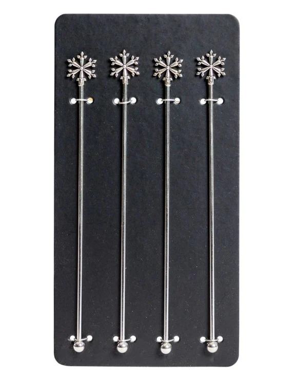 Set of 4 Snowflake Drink Stirrers - Image 3