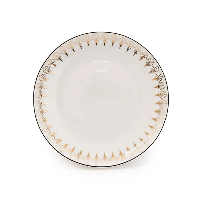 Set of Four Black and Gold Coupe Dinner Plates - Image 2
