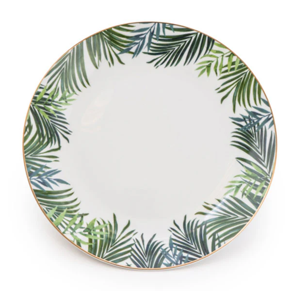 Set of Four Emerald Green Eden Decal Dinner Plates - Image 2