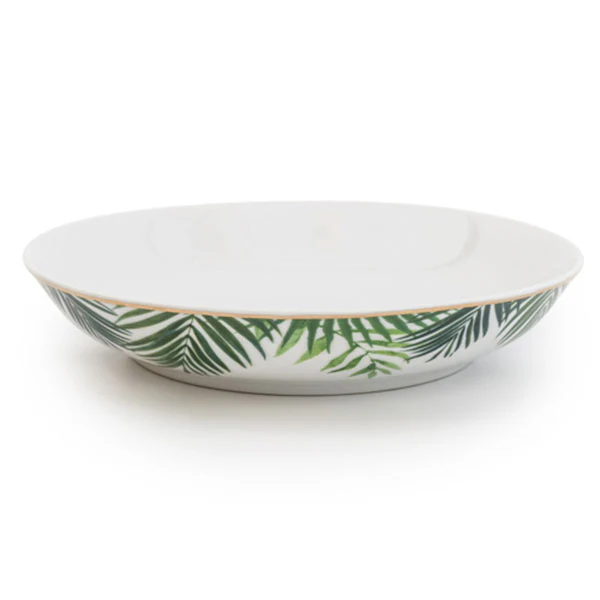 Set of Four Emerald Green Eden Decal Pasta Bowls - Image 3