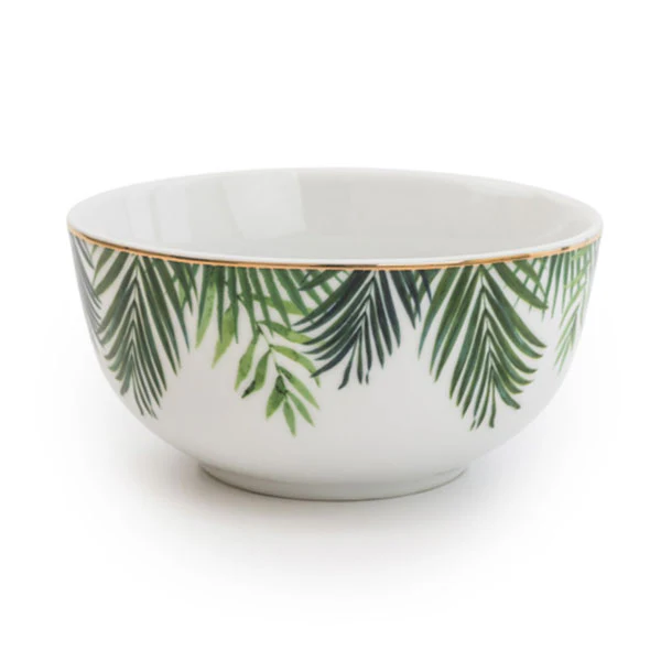 Set of Four Emerald Green Eden Decal Rice Bowls - Image 2