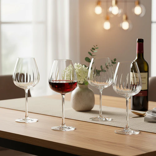 Set of Four Large Swirly Wine Glasses