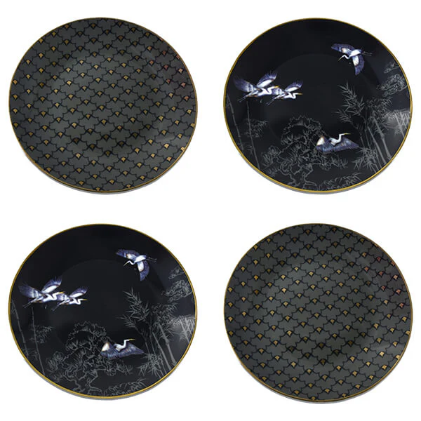 Set of Four Purple Heron Design Side Plates - Image 2