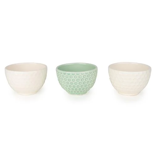 Set of Three Ceramic Nibble Bowls with Bee Detail - Image 3