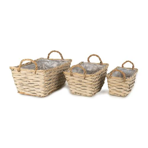 Set of Three Wicker Baskets with Liners & Handles - Image 11