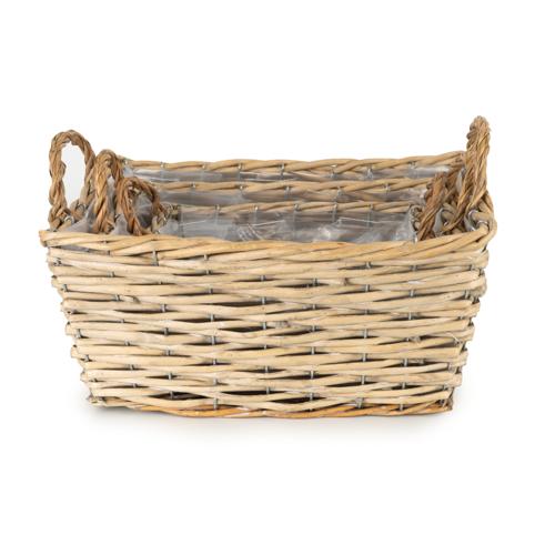 Set of Three Wicker Baskets with Liners & Handles - Image 13