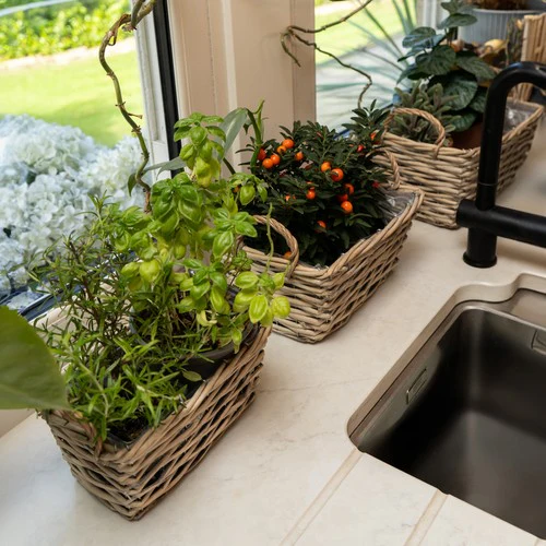 Set of Three Wicker Baskets with Liners & Handles - Image 3