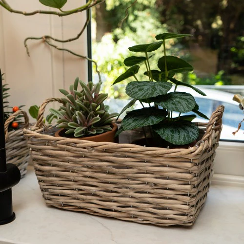 Set of Three Wicker Baskets with Liners & Handles - Image 7