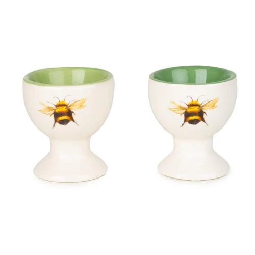 Set of Two Ceramic Egg Cups with Bee Design - Image 2