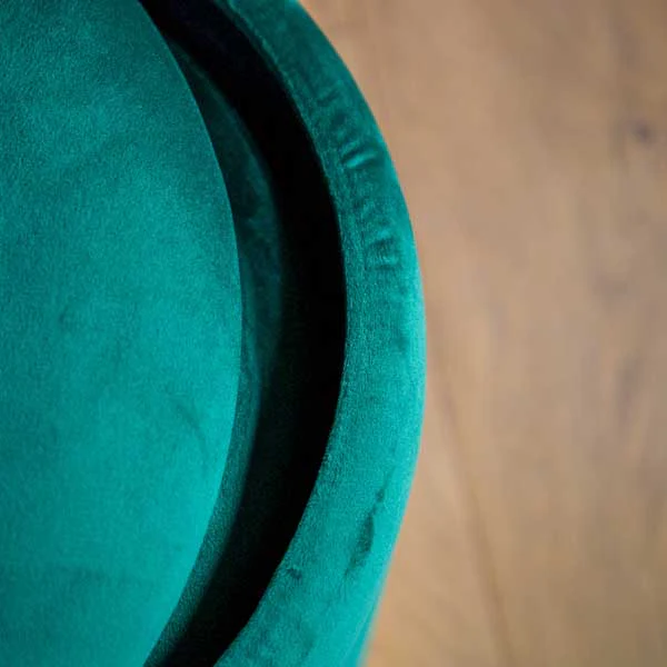 Set of Two Emerald Green Ottoman Stools with Gold Bases - Image 3
