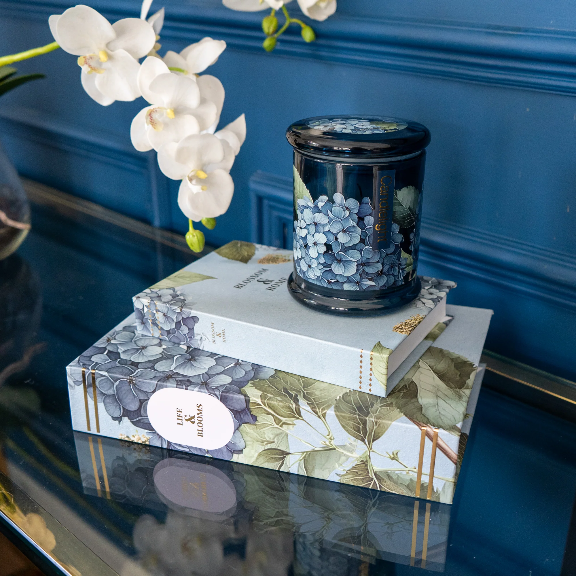 Set of Two Hydrangea Print Faux Storage Boxes - Image 2